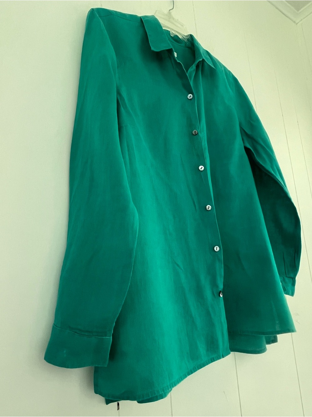 J. Jill Love Linen Essential Shirt Turquoise Blue Green 100% Linen Size Medium - Picture 9 of 14